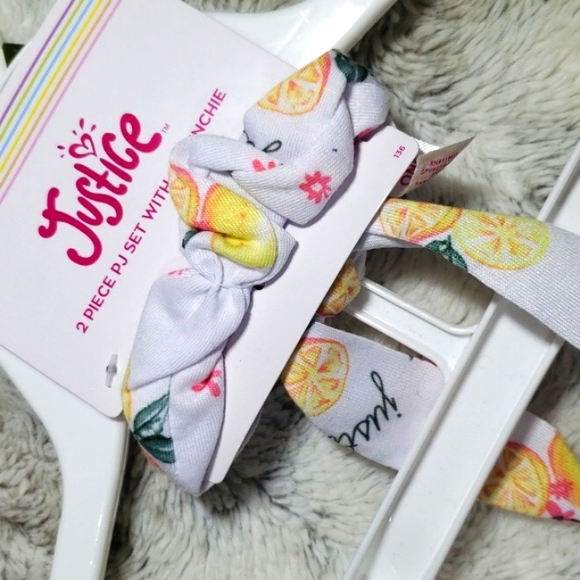 NWT Justice Girls Smocked Tank &Short Pajama Set &Scrunchie, 2-Piece Sz 16/18 - Picture 8 of 16